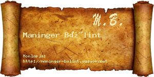 Maninger Bálint névjegykártya